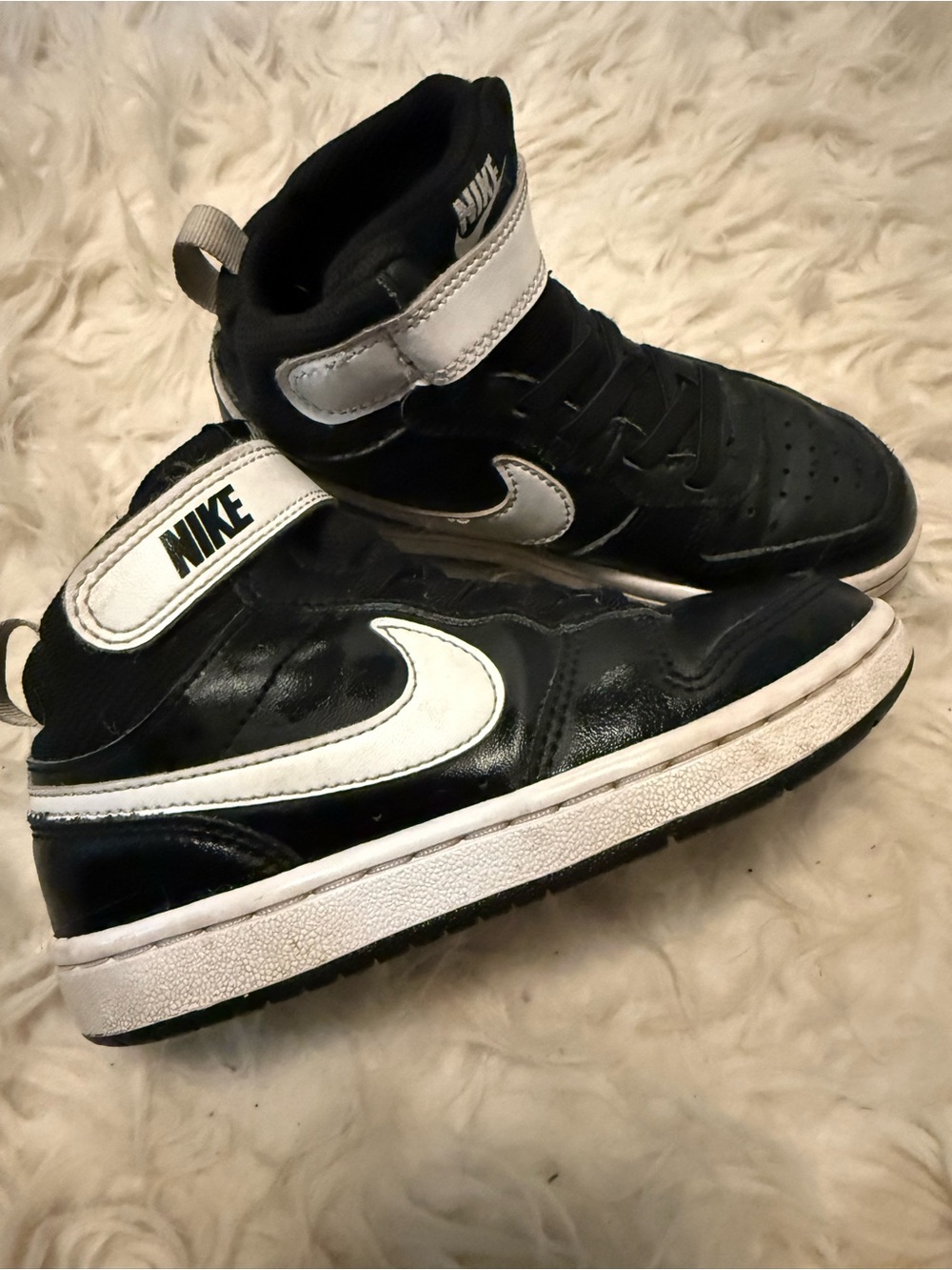 Nike Kids Black and White Mid-Top Sneakers
